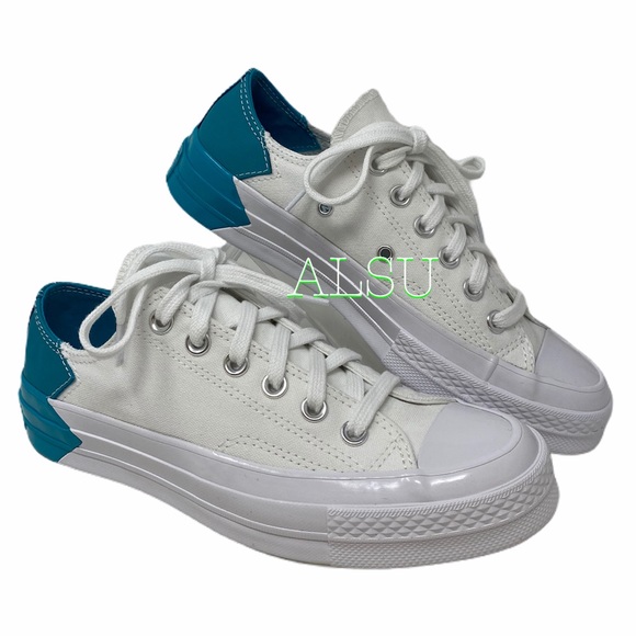 Converse Chuck 70 Low Top Leather White Teal Skate Shoes Womens Size 6.5 566751C - Picture 4 of 10